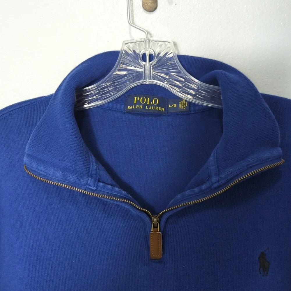 Polo Ralph Lauren Sweater Mens Size Large Royal Blue Long Sleeve 100% Cotton 151